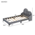 Twin Size Upholstered Platform Bed With Cloud Shaped Headboard, Gray Box Spring Not Required Twin Gray Bedroom Polyester Upholstered