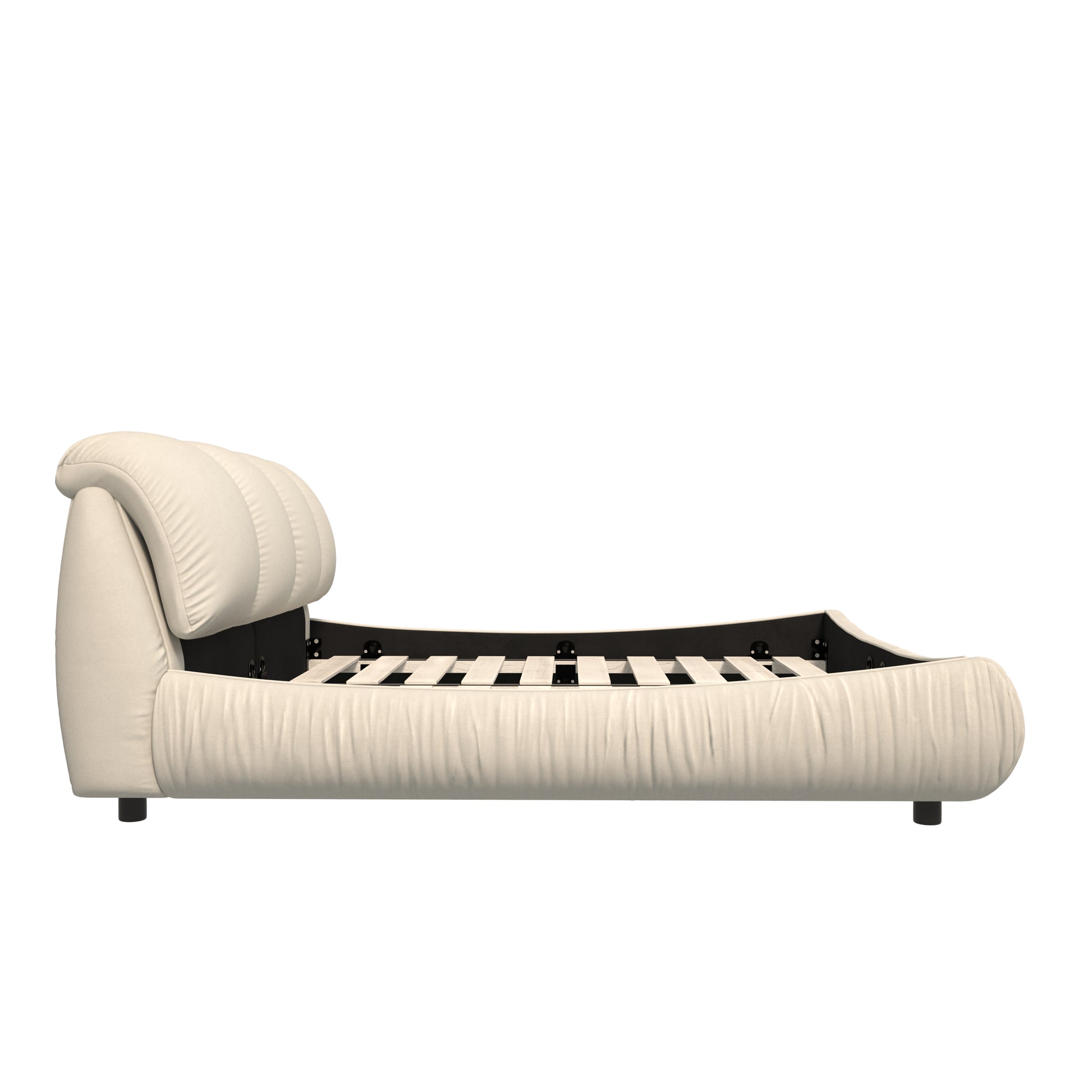 King Size Luxury Upholstered Platform Bed With Oversized Padded Backrest And Solid Wood Frame,Suitable For Multiple Heights Of Mattresses,Beige Old Sku:W1885S00015 Box Spring Not Required King Beige Wood Pine Solid Wood