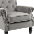 Coolmore Wood Frame Armchair, Modern Accent Chair Lounge Chair With Sturdy Wood Legs For Living Room Bedroom Dark Gray Dark Gray Foam Velvet