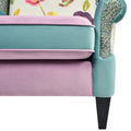 Anya Boho Chic Wingback Accent Arm Chair, Floral & Leopard, Arctic Blue & Lavender Purple Velvet Purple Multi Foam Fabric