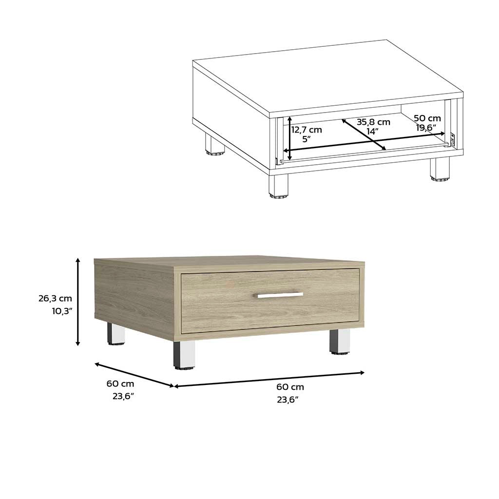 Staten Coffee Table, Four Legs, One Drawerlight Pine Beige Particle Board Particle Board