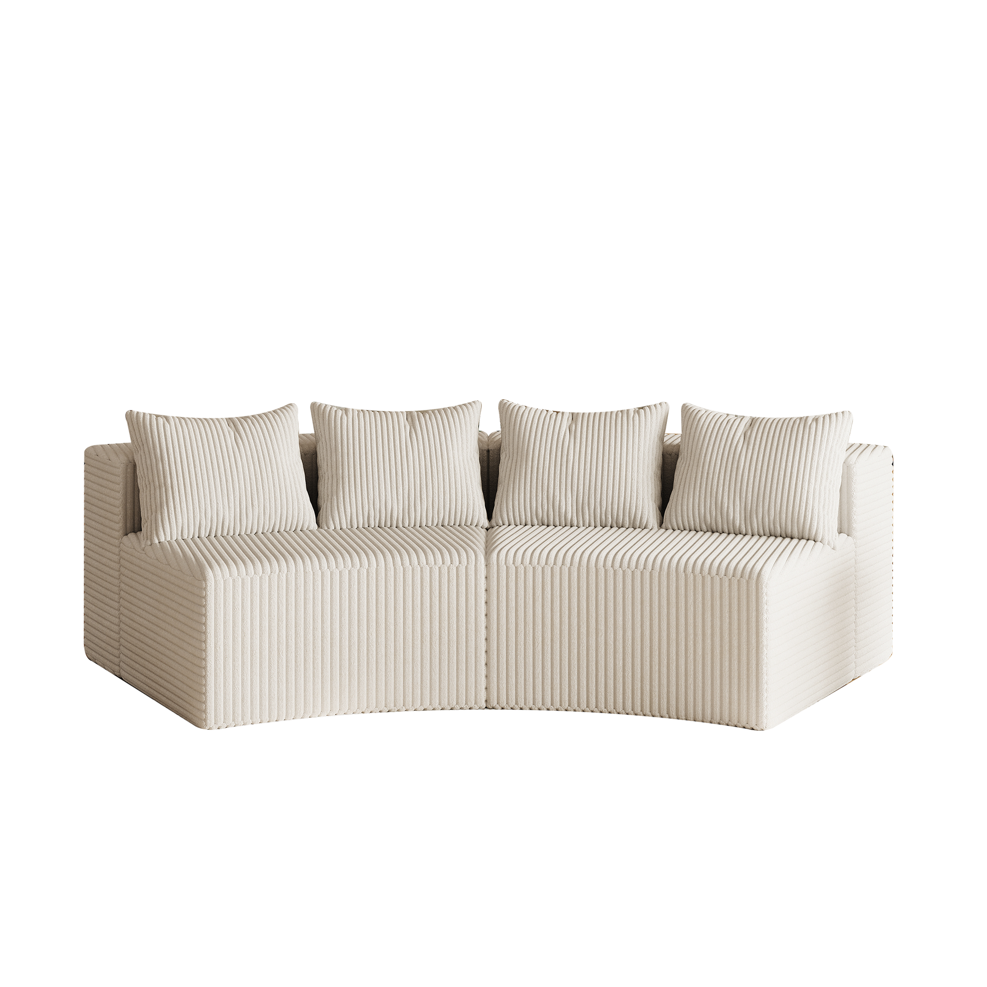 Corduroy Curved Sectional Sofa With Four Pillows,Curved Symmetrical Modular Semi Circular Sofa Sectional For Bedroom, Living Room, Office For Leisure Or Nap, Reading Room, And Lobby Two Modules
