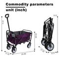 Minimeetall Strapcollapsible Foldable Wagon Cart With Strapping System Beach Wagonutility Cartutility Wagon Grocery Cart For Camping Shopping Sports Gardeing Fishing Supports 225Lbs Purple Purple