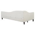 Twin Size L Shaped Linen Daybed, With Solid Wood Legs, Beige Old Sku: Sf000145Aaa Twin Beige Linen Mdf