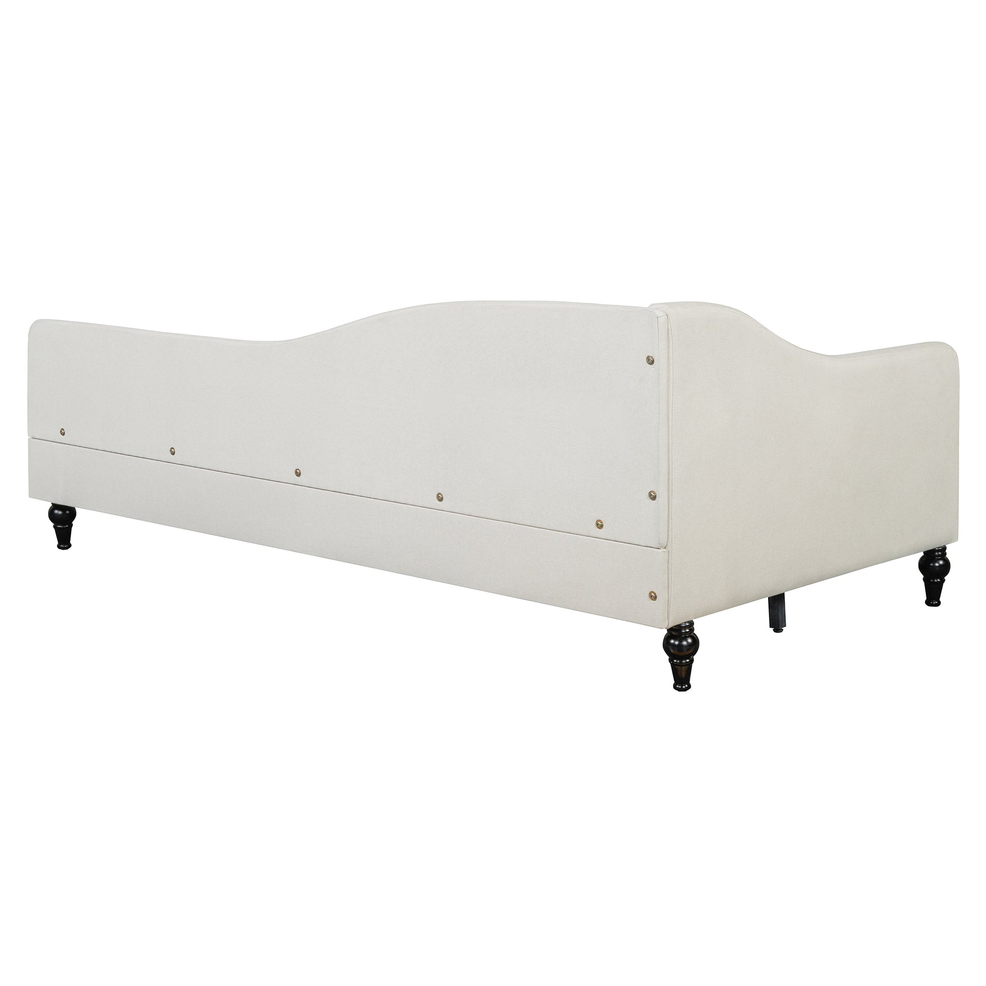 Twin Size L Shaped Linen Daybed, With Solid Wood Legs, Beige Old Sku: Sf000145Aaa Twin Beige Linen Mdf