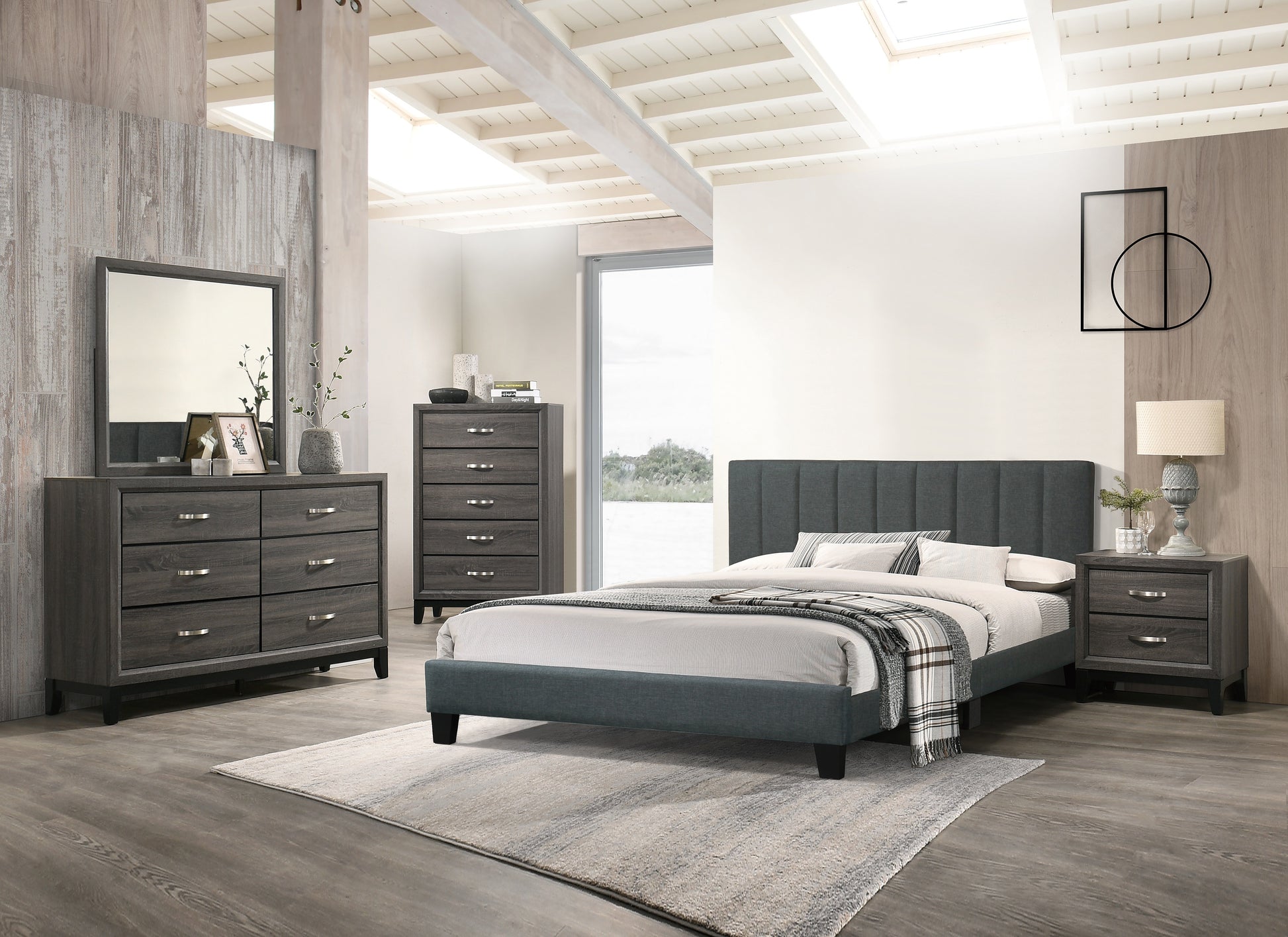 Gorgeous 1Pc Full Size Bed Charcoal Polyfiber Platform Bedframe Slats Bedroom Furniture Box Spring Not Required Full Charcoal Wood Bedroom Modern,Transitional Rubberwood Bed Frame Foam Mdf,Particle
