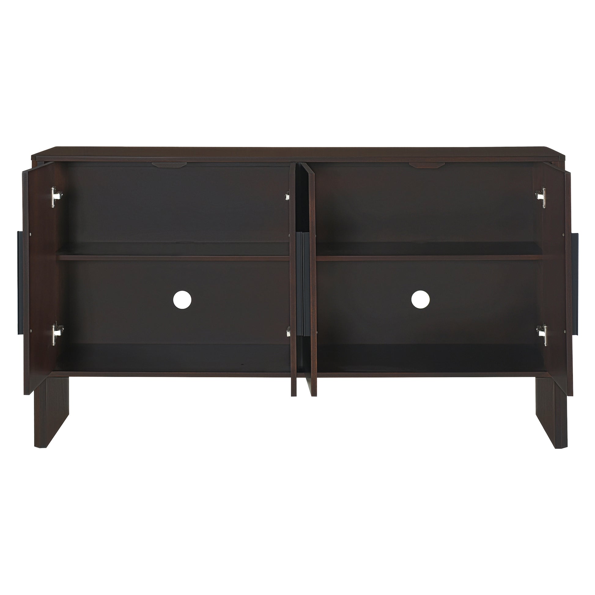 4 Door Large Storage Retro Sideboard With Adjustable Shelves And Long Handles For Kitchen, Dining Room And Living Room Espresso Espresso Mdf