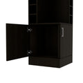 Syrah Corner Bar Cabinet, Eight Bottle Cubbies, Double Door, Two Open Shelves Black Freestanding Black Dining Room Corner Unit Modern Particle Board