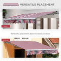 Outsunny 10' X 8' Retractable Awning, Patio Awnings, Sunshade Shelter W Manual Crank Handle, Uv & Water Resistant Fabric And Aluminum Frame For Deck, Balcony, Yard, Wine Red Stripes Multicolor Aluminum