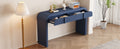 Unique Modern Rounded And Smooth Surface Console Table With 2 Drawers For Living Room And Entryway Navy Blue Navy Blue Primary Living Space Drawers Glossy Mdf