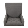 Dining Chair Dark Grey Wood Fabric