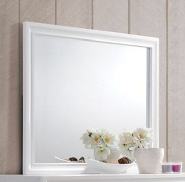 Naima White Finish Mirror White Mirror,Synthetic Wood