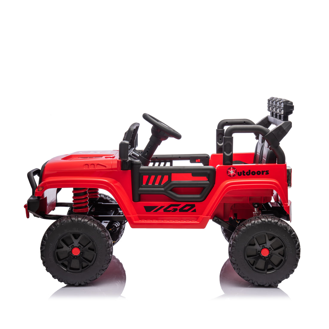 Red,24V 2 Seater Ride On Truck Car, 4Wd Motors, With 2.4G Remote Control,Metal Suspension,Soft Start,Music, Led Light,Outdoor Off Road Electric Car,Toys Gifts Red 100 149 Lbs Iron Plastic Iron