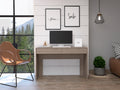 Acre Writing Computer Desk, Two Drawers Grey Computer Desk Office Modern Freestanding Rectangular Drawers Desk Rectangular Particle Board Engineered Wood