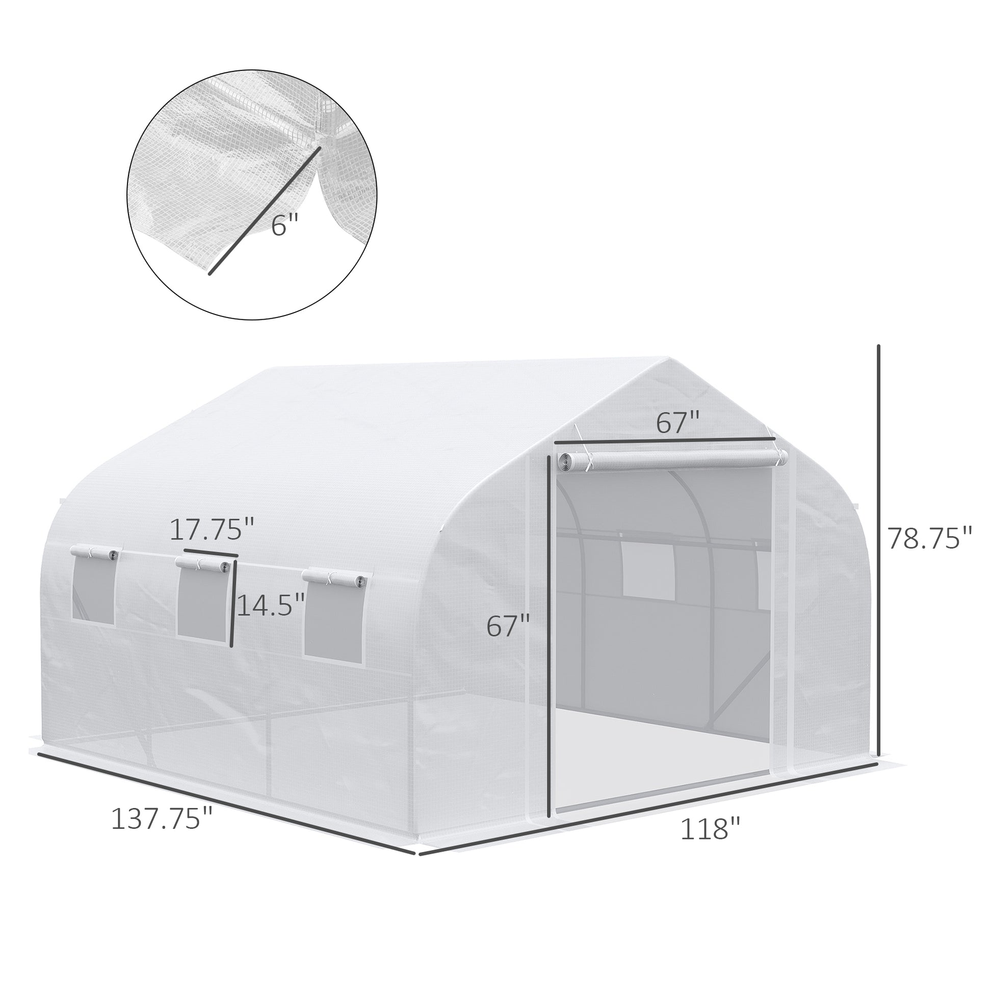 Outsunny 12' X 10' X 7' Walk In Greenhouse, Tunnel Green House With Zippered Mesh Door And 6 Mesh Windows, Gardening Plant Hot House With Galvanized Steel Frame, White White Steel