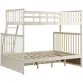 Twin Over Full Bunk Bed With Storage Drawers, Wooden Bunk Bed With Ladder And Safety Guard Rails Cream Full Cream Wood