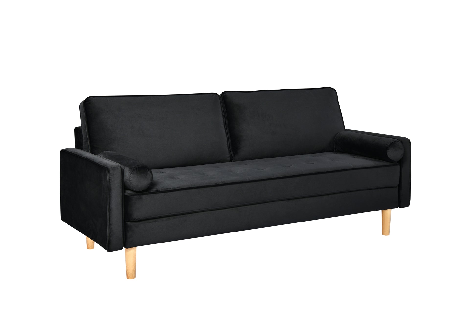 Sofa Simple Small House Double Three Person Straight Row American Retro Green Velvet Furniture Fabric Sofa Small Living Room Bedroom Office Black Solid Wood 3 Seat