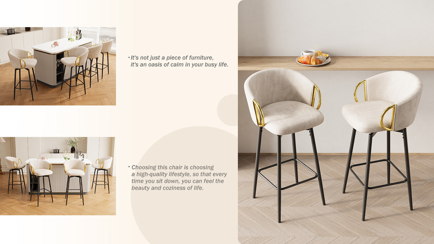 30 Inch Dining Chairs Set Of 2 Modern Style 360 Swivel Bar Chairs With Simple Design, Comfortable High Stools, And Flexible Dining Chairs Suitable For Bars, Restaurants,Velvet Bar Chair Beige30 Inch