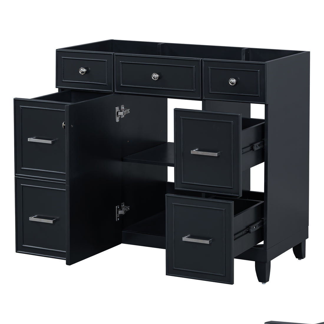 Cabinet Only 36" Bathroom Vanity Black Sink Not Included Black Bathroom Solid Wood Mdf