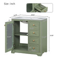 30 Inch Bathroom Vanity With A Soft Close Glass Door, Adjustable Shelves, And Three Drawers Green Bathroom Solid Wood Mdf Glass