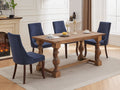 Rayon Cloth Flocking Linen Dining Chairs Channel Kitchen Dinner Chair Comfy Fabric Upholstered Accent Chair For Dining Room With Curved Solid Wood Legs,Set Of 2 Blue , Sw1847Bl Blue Light Brown Dining Room American Design,American Traditional Dining