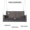 Outsunny 2 Person Wicker Hanging Swing Bench, Front Porch Swing Outdoor Chair With Cushions 550 Lbs. Weight Capacity For Backyard, Garden, Grey Gray Rattan