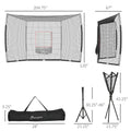 Soozier 17' X 5.5' Baseball Net With Strike Zone, Tee, Caddy, And Carry Bag For Pitching And Hitting, Portable Extra Large Softball And Baseball Training Equipment Black Steel