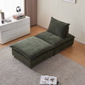 Modern Armless Accent Chair, Single Sofa Couch With Ottoman Compact Design, Space Saving Seating For Living Room, Bedroom, Apartment, Office Green Wood Medium Soft Foam Chenille 1 Seat