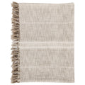 Uno 50 Inch Throw Blanket, Cotton And Linen, Woven Striped Design, Beige Beige Cotton Linen