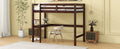 Twin Loft Pine Wood Bed With Built In Desk, Safety Guardrails, Ladder,Espresso Twin Espresso Pine