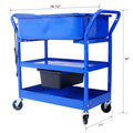 Mobile Parts Washer, 20 Gallon Capacity Portable Parts Cleaner For Use With Water Based Cleaning Solutions, Heavy Duty 20 Gauge Steel, 325 Gph Pump Power, With Drain Tray Blue Steel