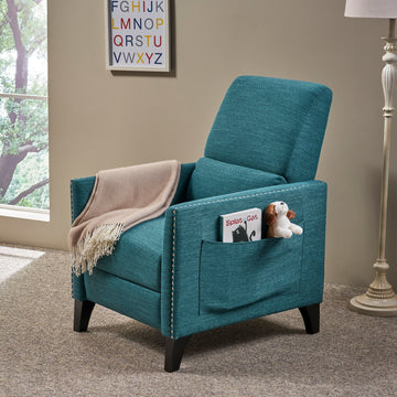 Push Back Recliner Teal Fabric