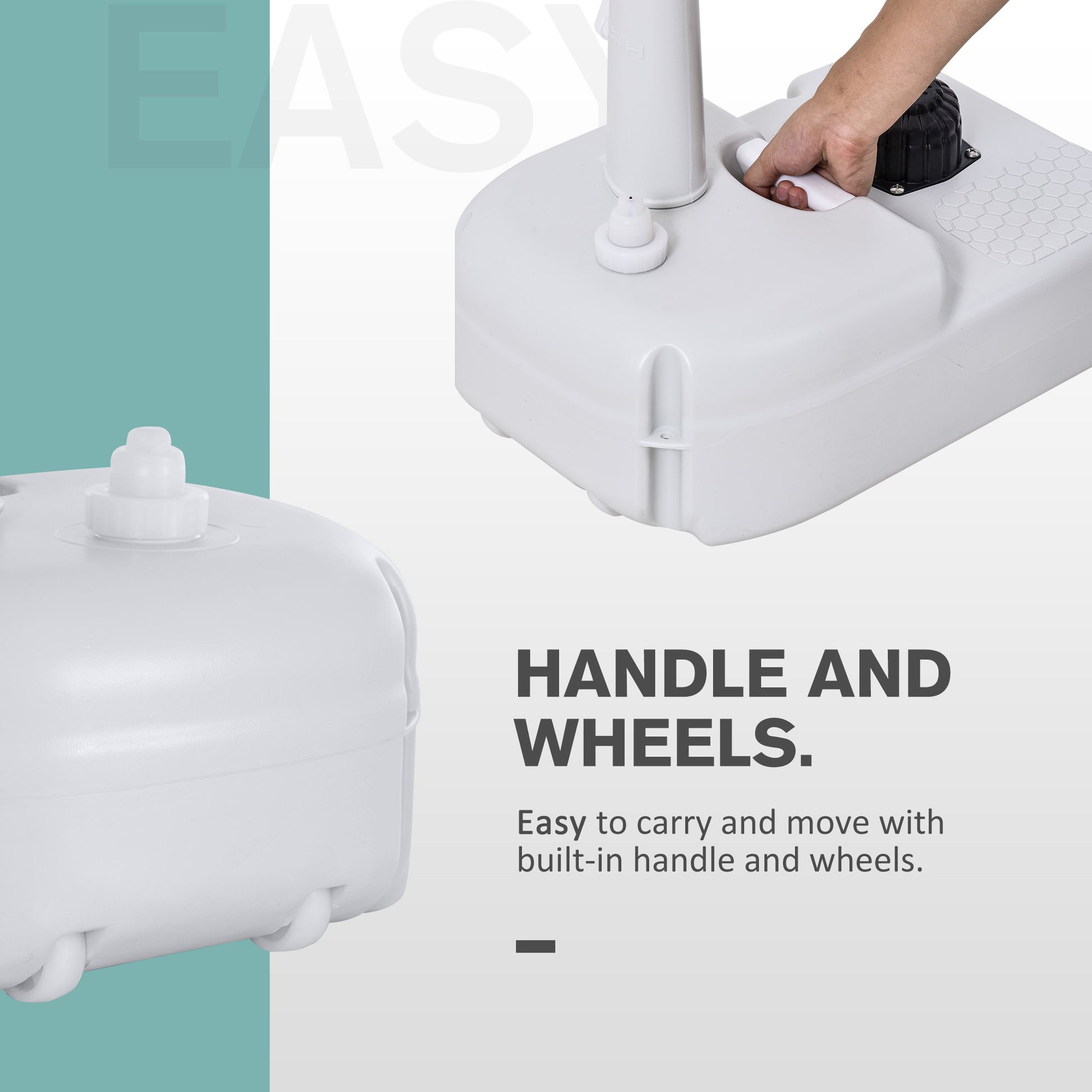 Kleankin Portable Camping Sink, Handwashing Station Basin With 4.5 Gallon Tank, Rolling Wheels & Soap Dispenser For Rv, Outdoor Events, Gatherings, Hdpe, White Antique White Plastic