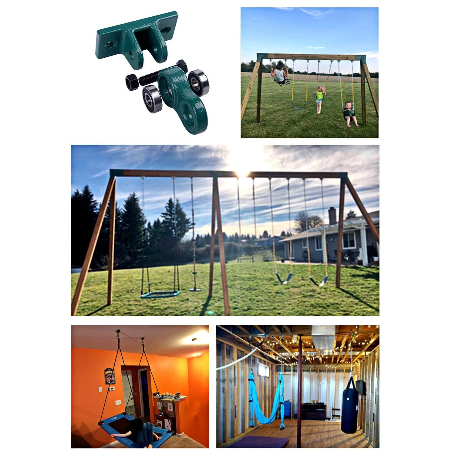 Heavy Duty Black Swing Hangers Screws Bolts Included Over 5000 Lb Capacity Playground Porch Yoga Seat Trapeze Wooden Sets Indoor Outdoor 2 Pack Black Aluminum