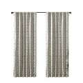 Jacquard Lined Total Blackout Rod Pocket Back Tab Curtain Panel Only 1 Pc Panel Grey Silver Polyester