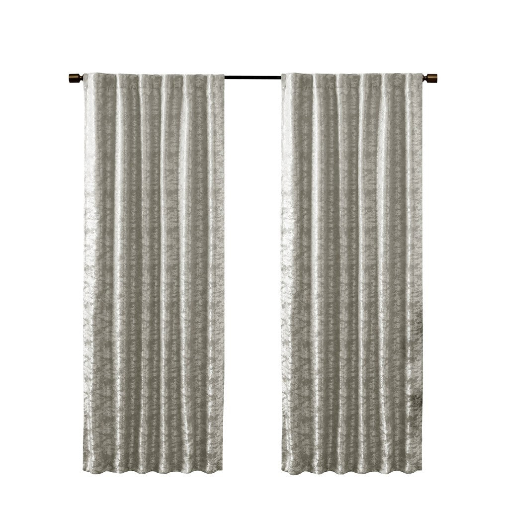 Jacquard Lined Total Blackout Rod Pocket Back Tab Curtain Panel Only 1 Pc Panel Grey Silver Polyester