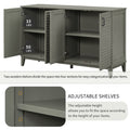 Sideboard With 4 Door Large Storage Buffet With Adjustable Shelves And Metal Handles For Kitchen, Living Room, Dining Room Antique Gray Antique Gray Solid Wood Mdf
