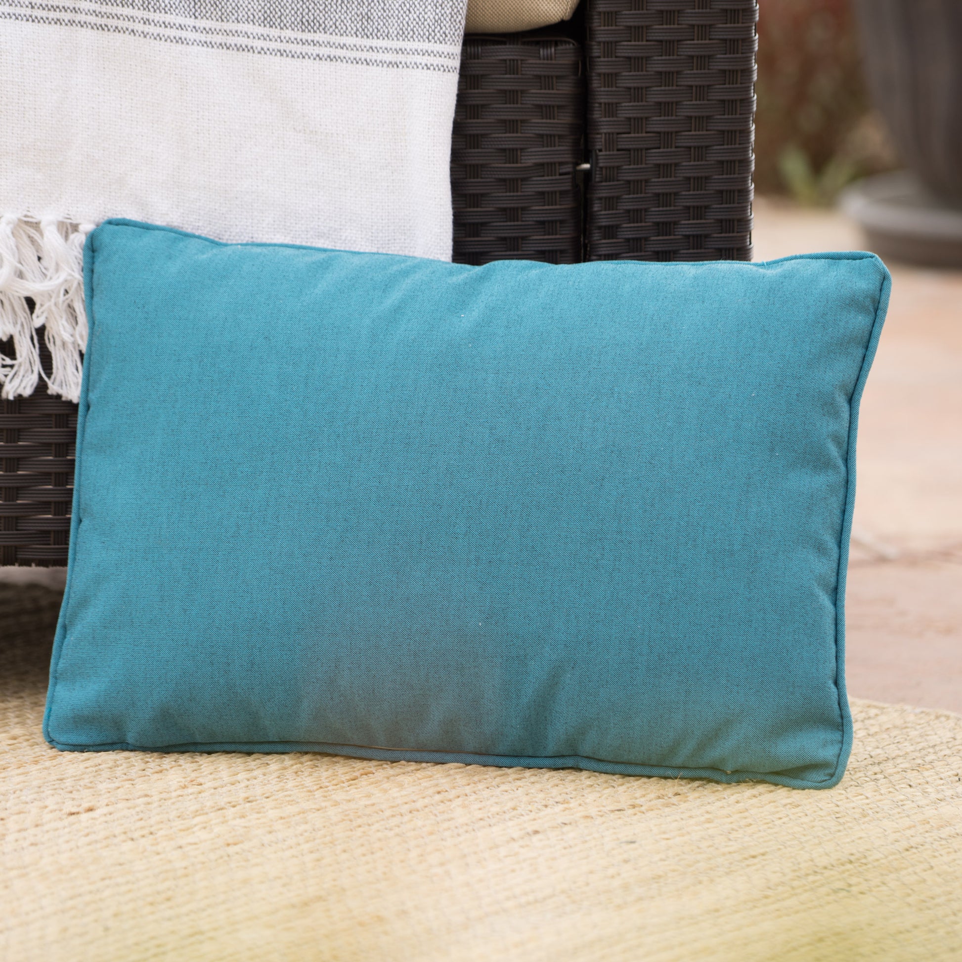 Coronado Rectangular Pillow Teal Fabric