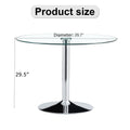 A Glass Tabletop With A Diameter Of 39.7 Inches And A Modern Minimalist Circular Dining Table With Electroplated Silver Metal Legs. Suitable For Restaurants, Living Rooms, And Conference Rooms.Dt