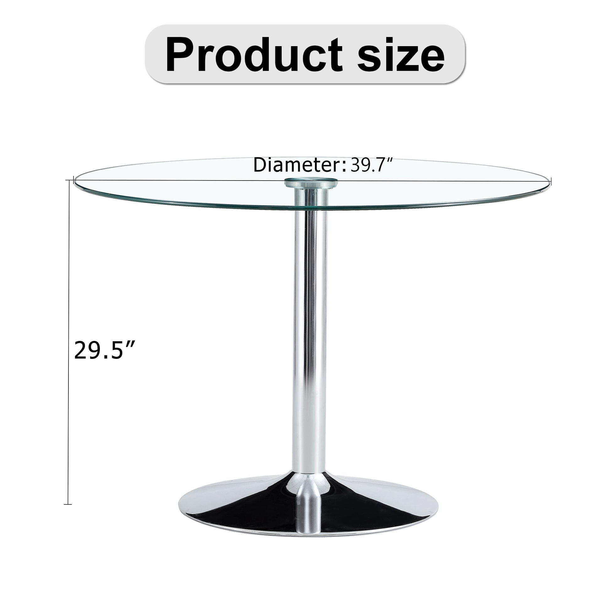 A Glass Tabletop With A Diameter Of 39.7 Inches And A Modern Minimalist Circular Dining Table With Electroplated Silver Metal Legs. Suitable For Restaurants, Living Rooms, And Conference Rooms.Dt