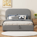 Teddy Fleece Full Size Upholstered Platform Bed With Hydraulic Storage System, Gray Full Gray Teddy