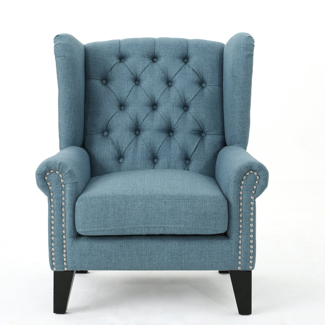 Accent Chair Blue Fabric