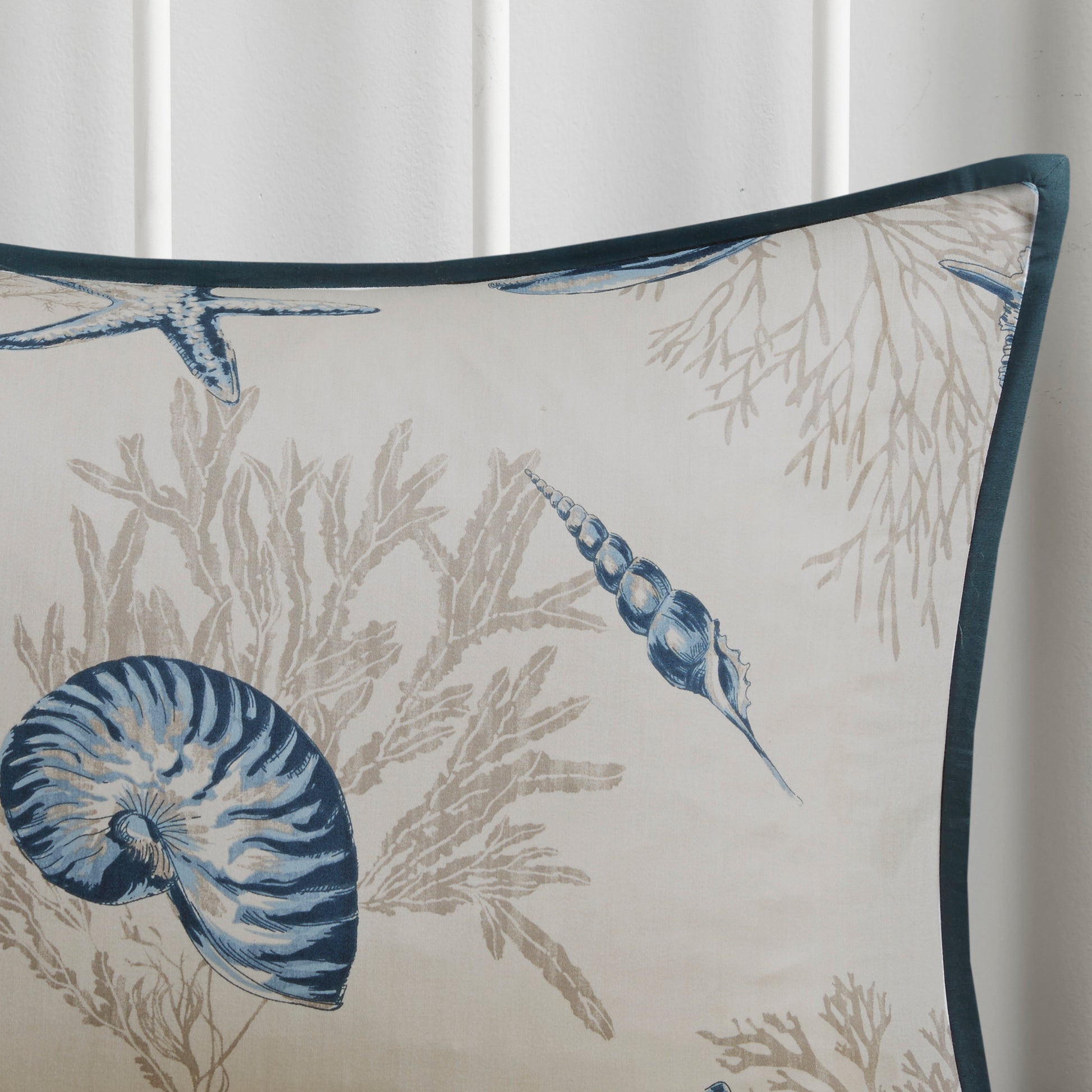 7 Piece Cotton Sateen Comforter Set Blue Queen Queen Blue Cotton