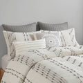 3 Piece Cotton Jacquard Comforter Set Ivory Full Queen Queen Ivory Cotton