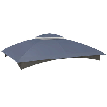 Outsunny 10' X 12' Gazebo Canopy Replacement, 2 Tier Outdoor Gazebo Cover Top Roof With Drainage Holes, Top Only , Dark Blue Blue Polyester