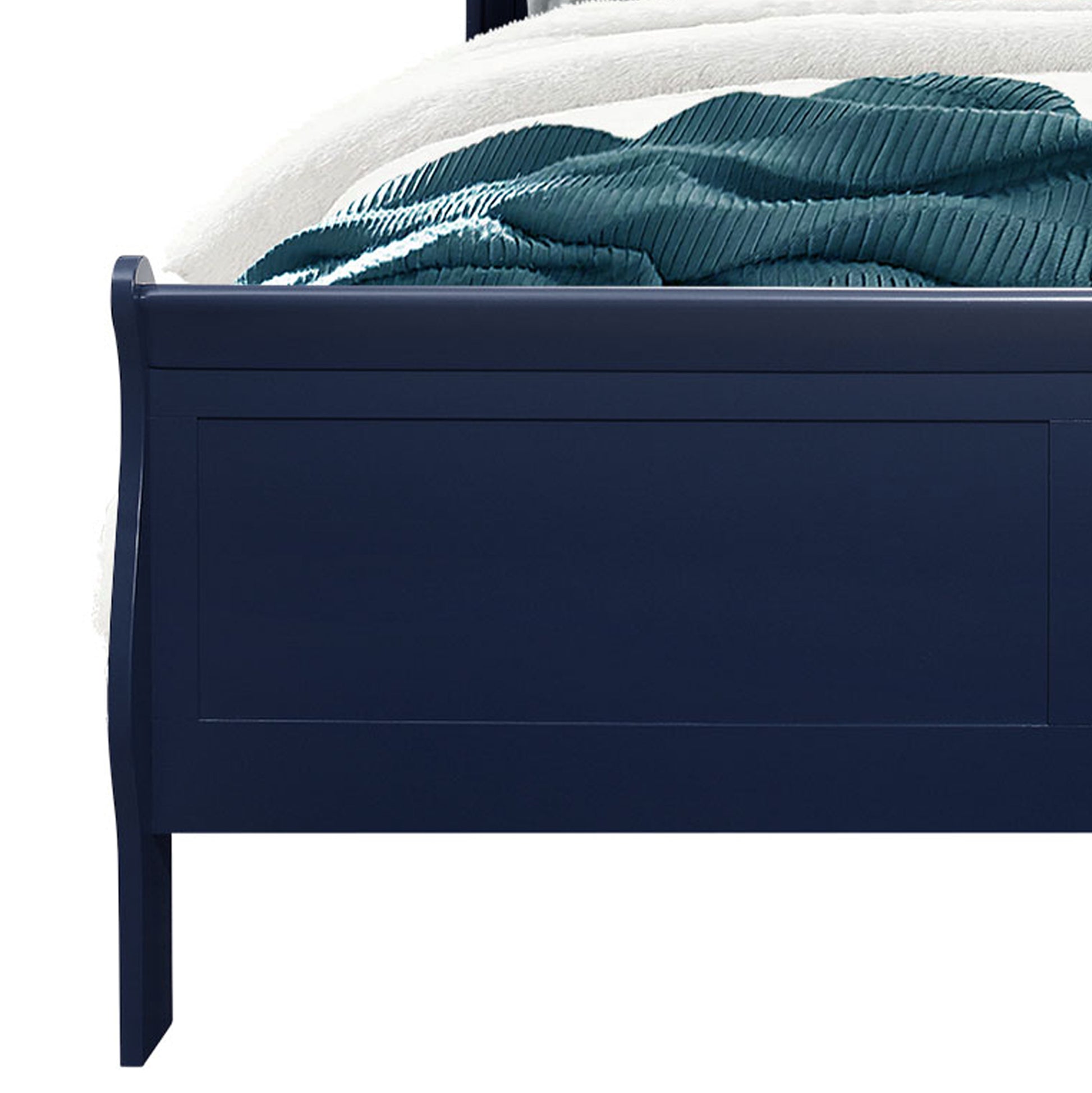 Charlston Blue King Bed With Led Blue Solid Wood Mdf