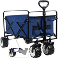 Collapsible Heavy Duty Beach Wagon Cart Outdoor Folding Utility Camping Garden Beach Cart With Universal Wheels Adjustable Handle Shopping Blue Garden & Outdoor Abs Rubber Steel Q235
