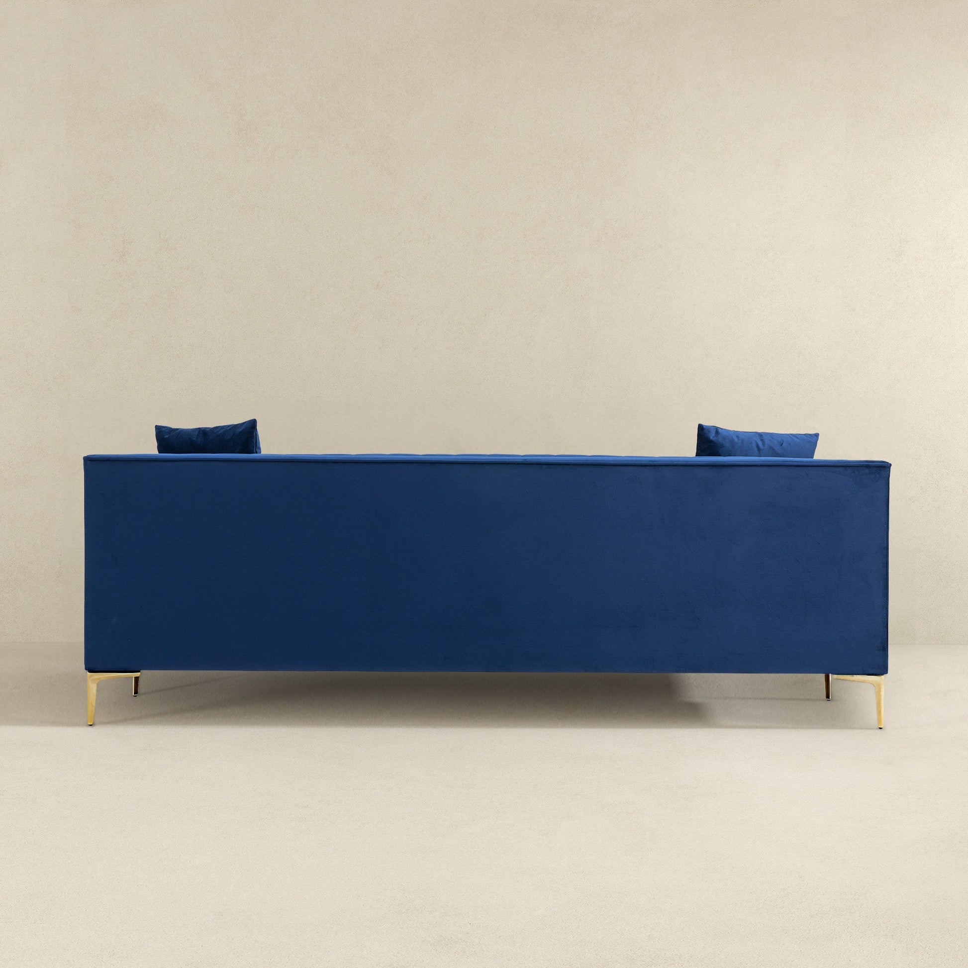 Angelina Sofa 91" Dark Blue Velvet Dark Blue,Gold Velvet Metal Metal,Velvet 4 Seat