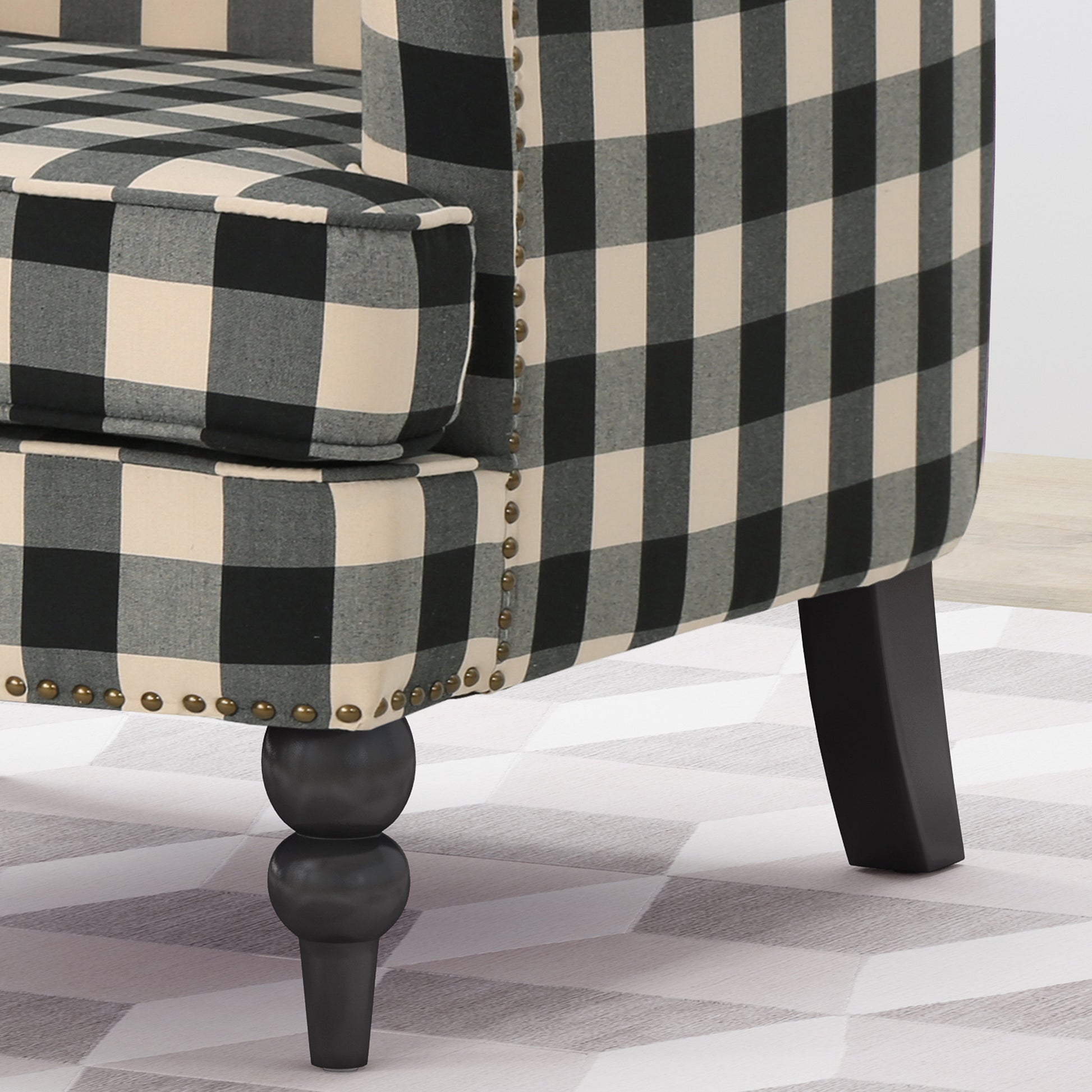 Harrison Tufted Club Chair Black Fabric