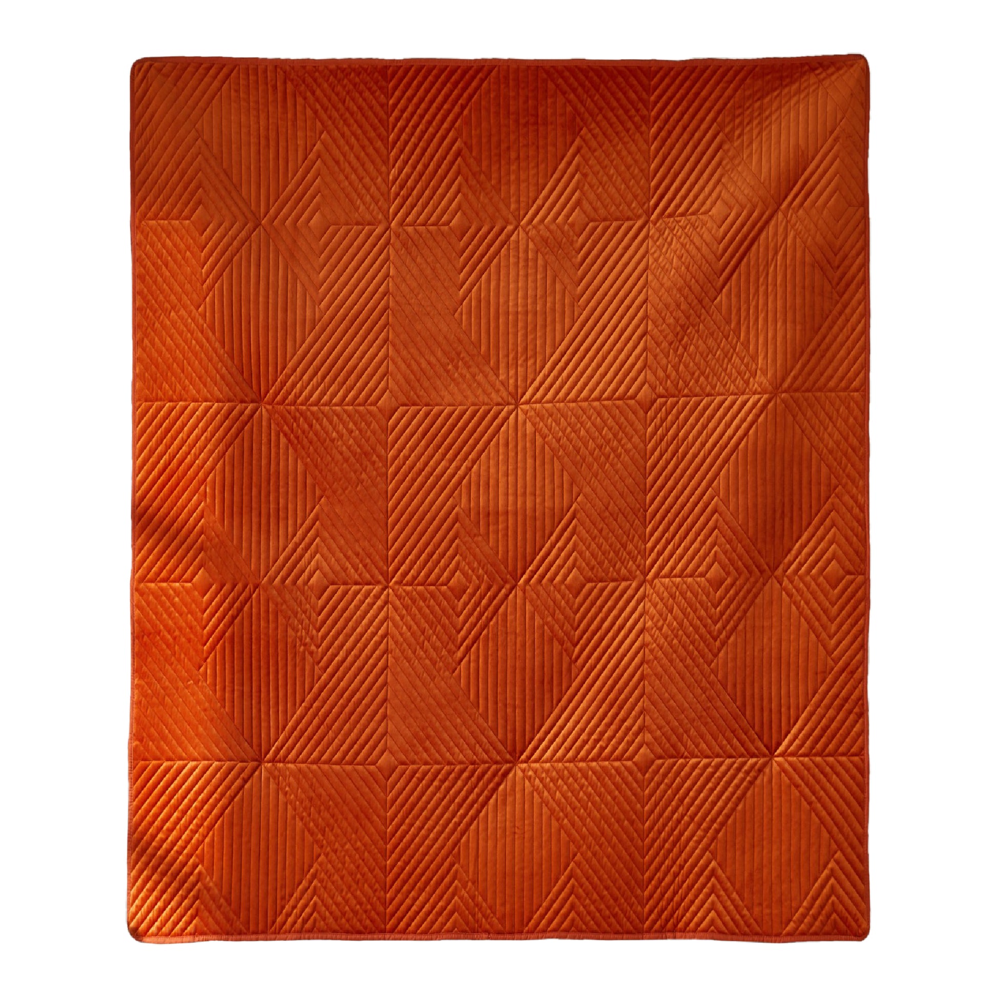 Rio 60 Inch Throw Blanket, Diamond Stitch Quilting, Orange Dutch Velvet Purple Microfiber